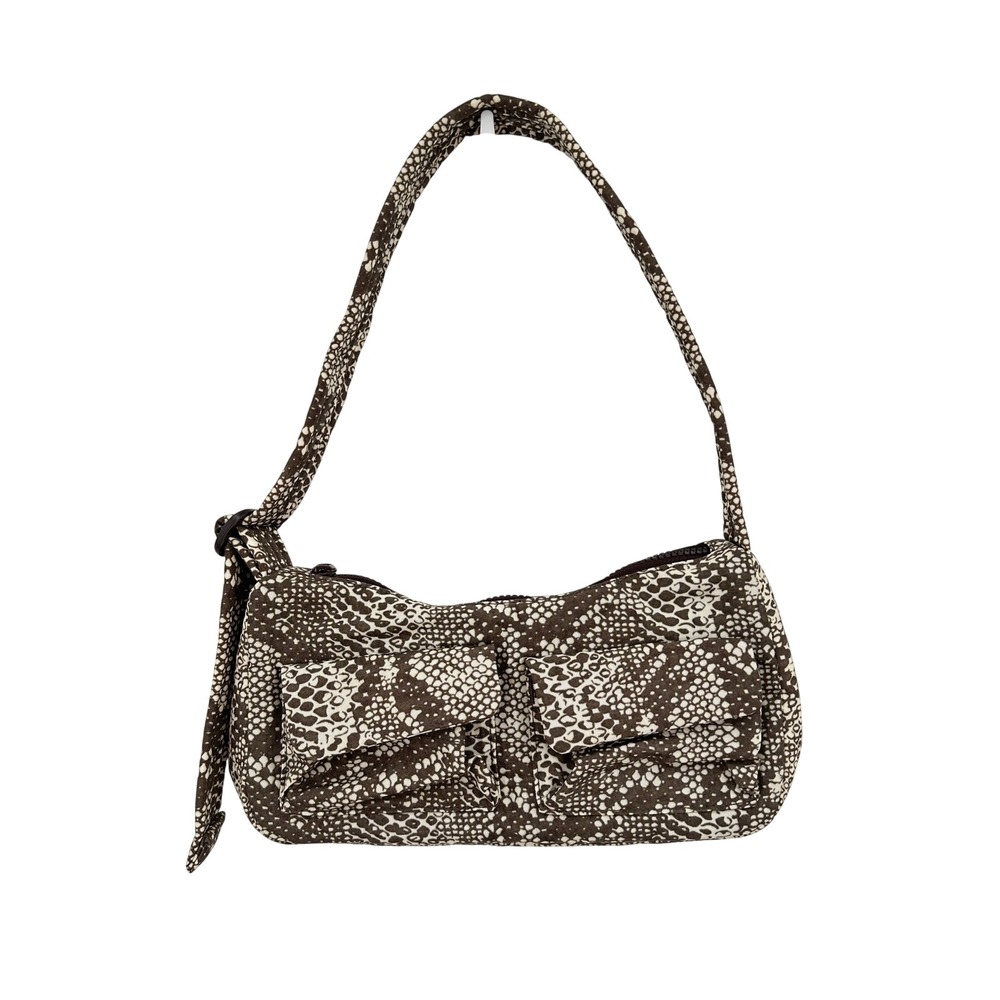Baggu Nylon Snake Print Cargo Shoulder Bag Brown Animal Print Y2K Style Grunge